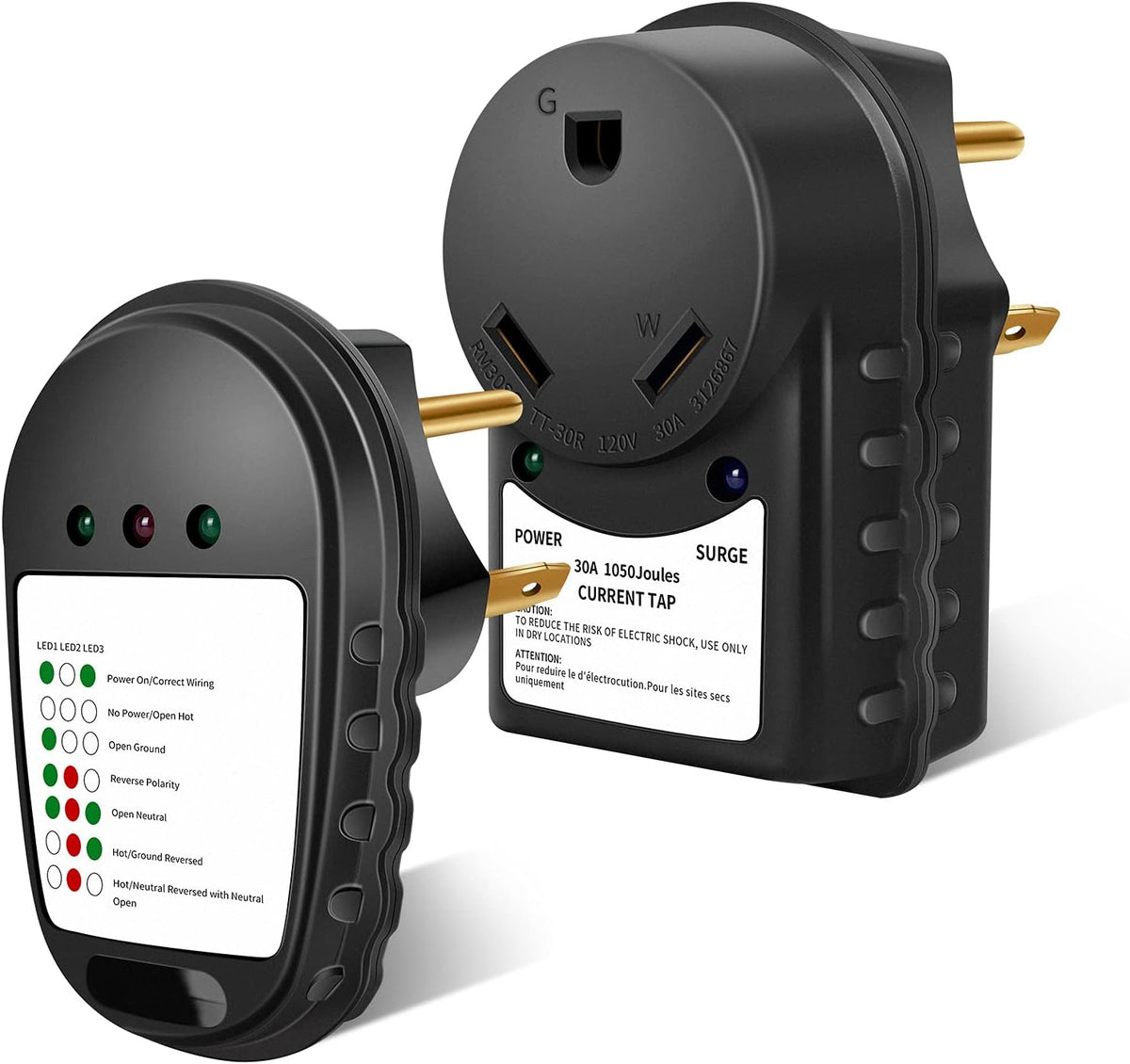 30 Amp RV Surge Protector with LED Indicator Lights, Pack of 2 C4922