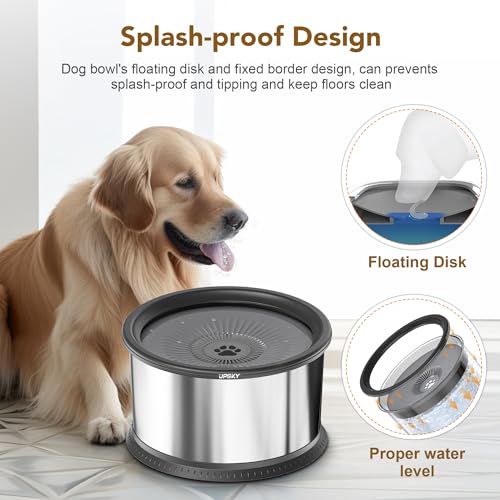6.5L Stainless Steel No Spill Dog Water Bowl with Anti-Slip Mat W8643