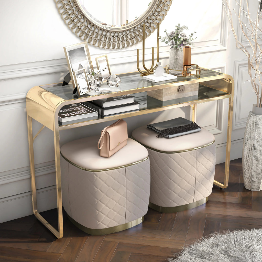 46-inch Glass Top 1-Shelf Sofa Table T6777
