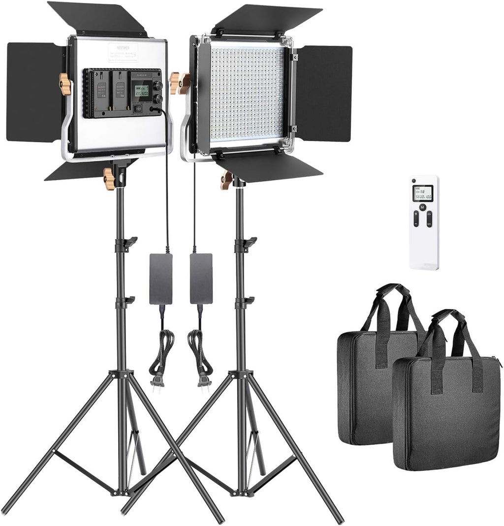 2 Packs 480 LED Video Light Photography Lighting Kit with Light Stand A24906