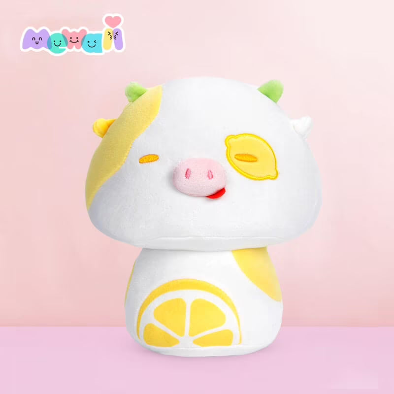 13.5" Mushroom Plush Lemon Cow Plush Pillow J720381