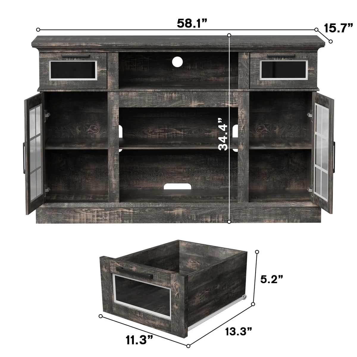 Dark Oak Fireplace TV Stand H5203