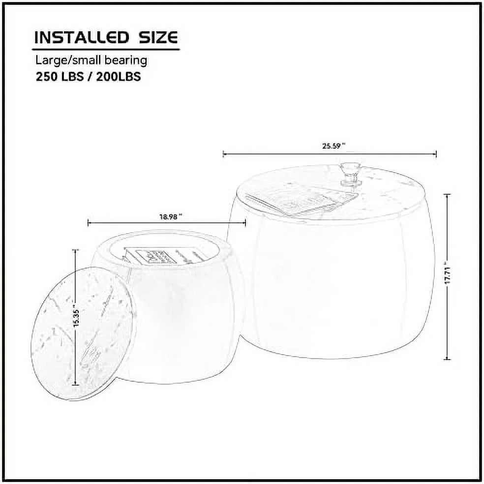 Set of 2 Round Nesting Ottoman with Lid H958301