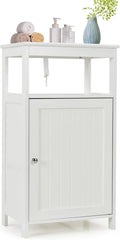 White 18 x 12 x 32 inches Bathroom Floor Cabinet with Adjustable Shelf E878489