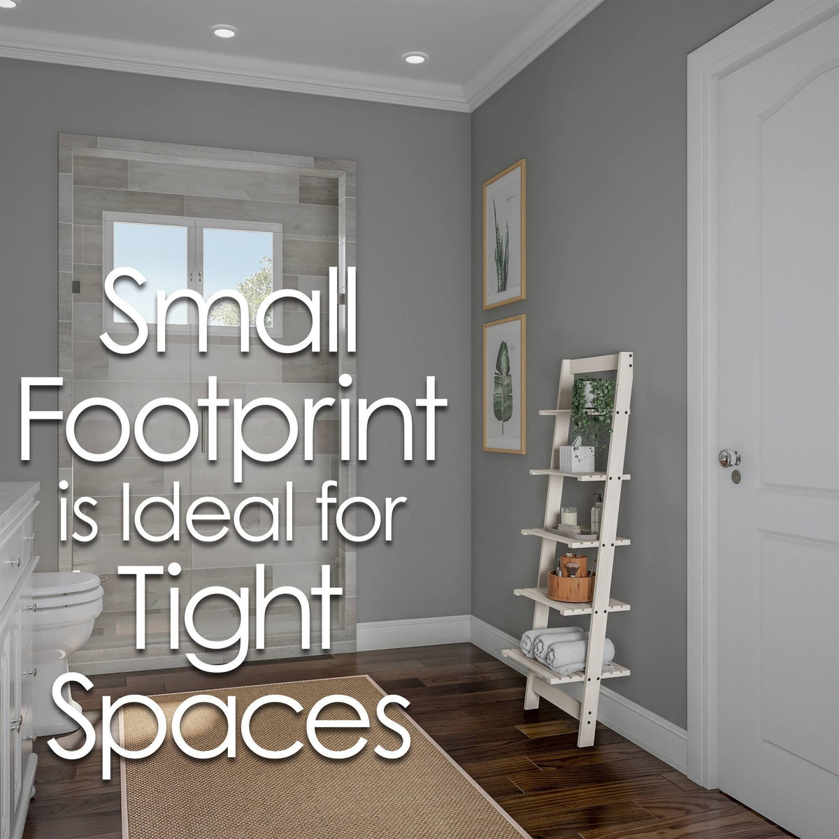 White 5-Tier Ladder-Style Bookcase Z6900