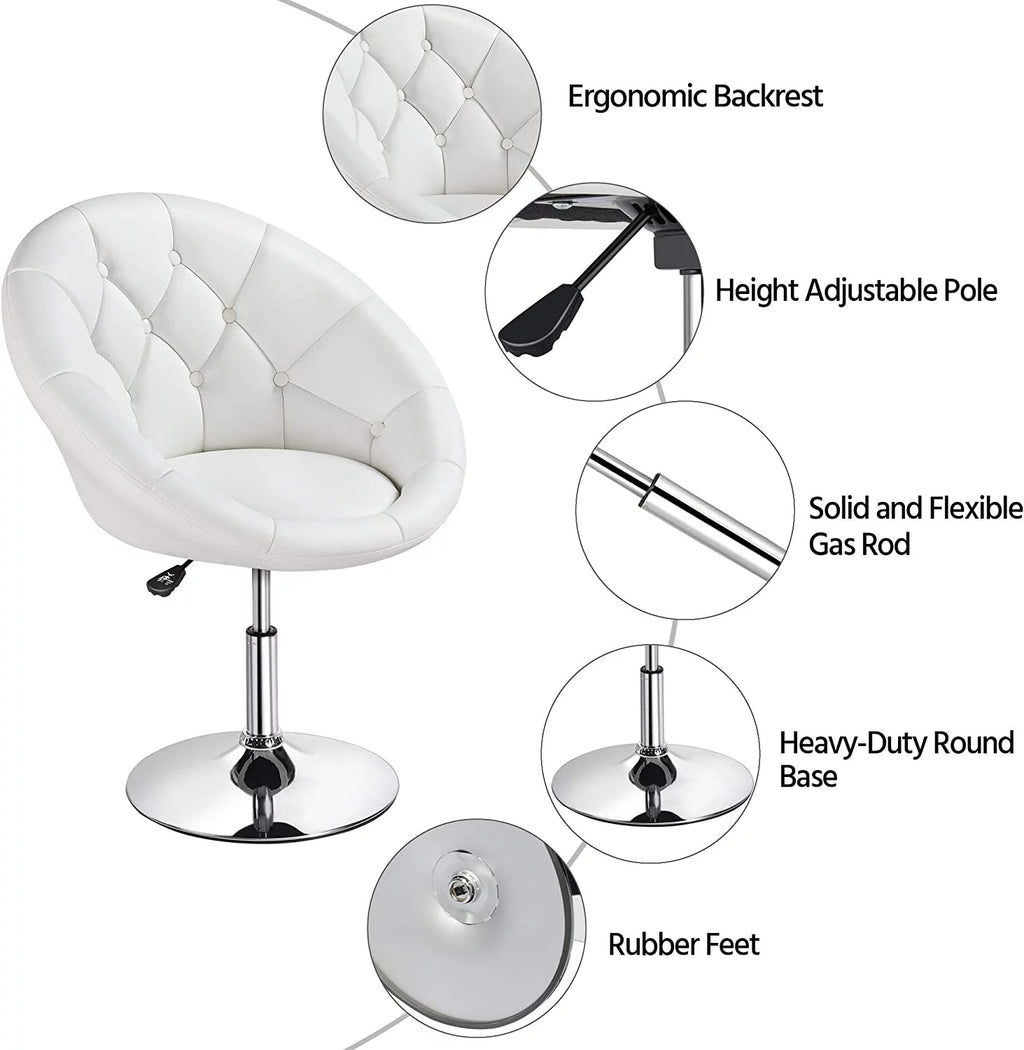 White Tufted Height Adjustable Swivel Accent Chair C58706