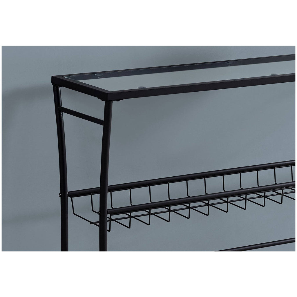 Black Tempered Glass Accent Table C67650