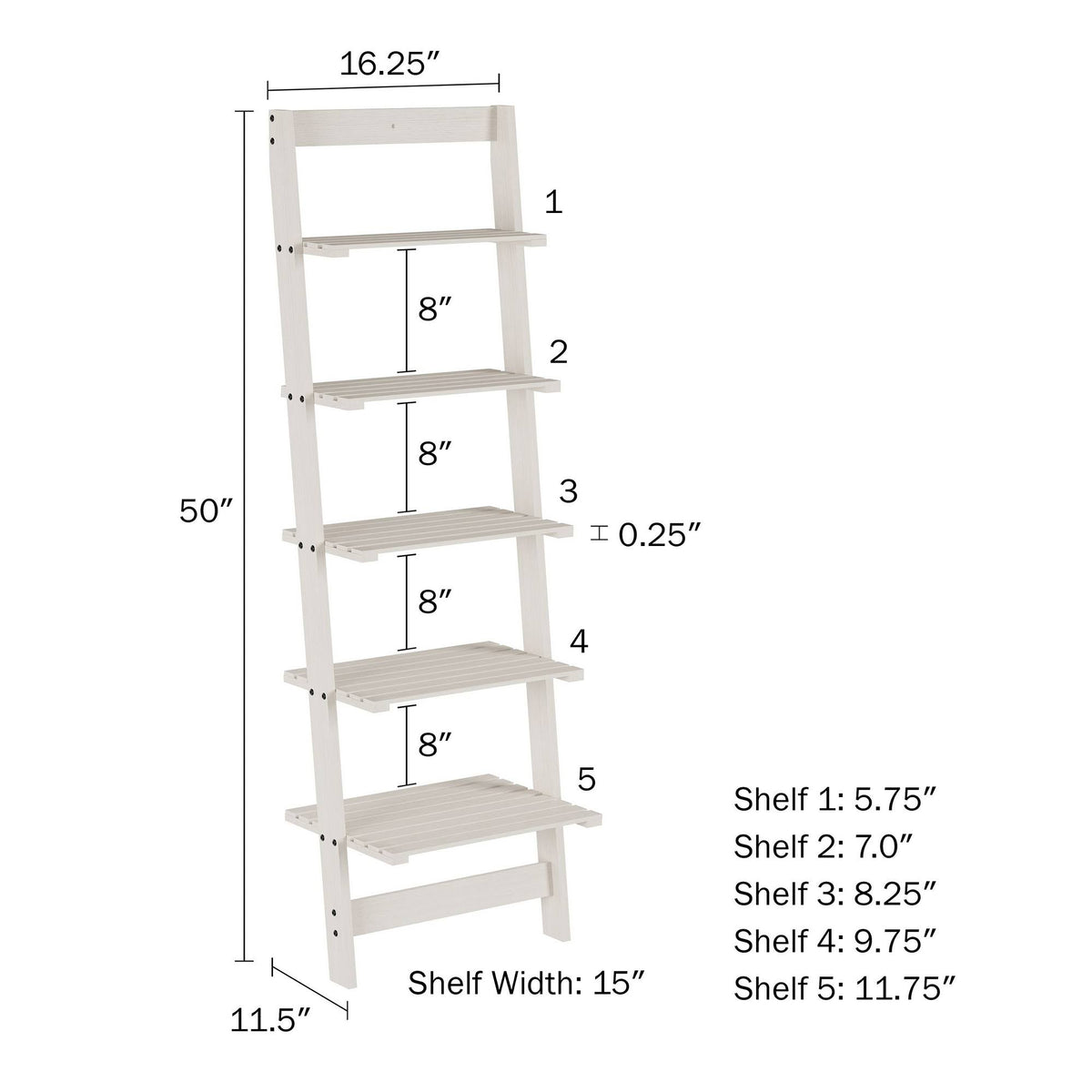 White 5-Tier Ladder-Style Bookcase Z6900