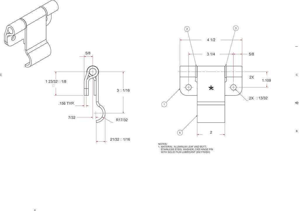 5 Aluminum CamBar Trailer Single Point Door Latch Hasp & Stainless Mount Hardware Pack of 2 W303