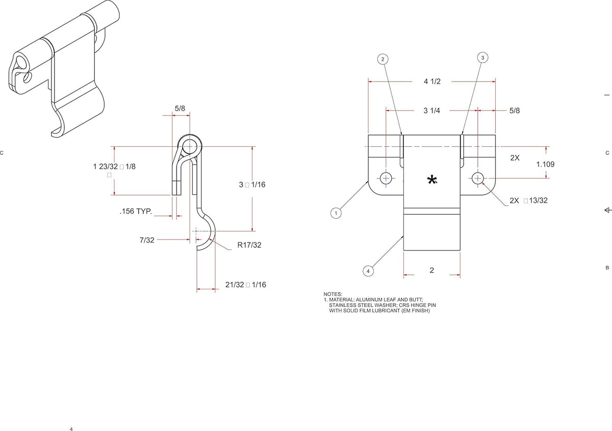 5 Aluminum CamBar Trailer Single Point Door Latch Hasp & Stainless Mount Hardware Pack of 2 W303