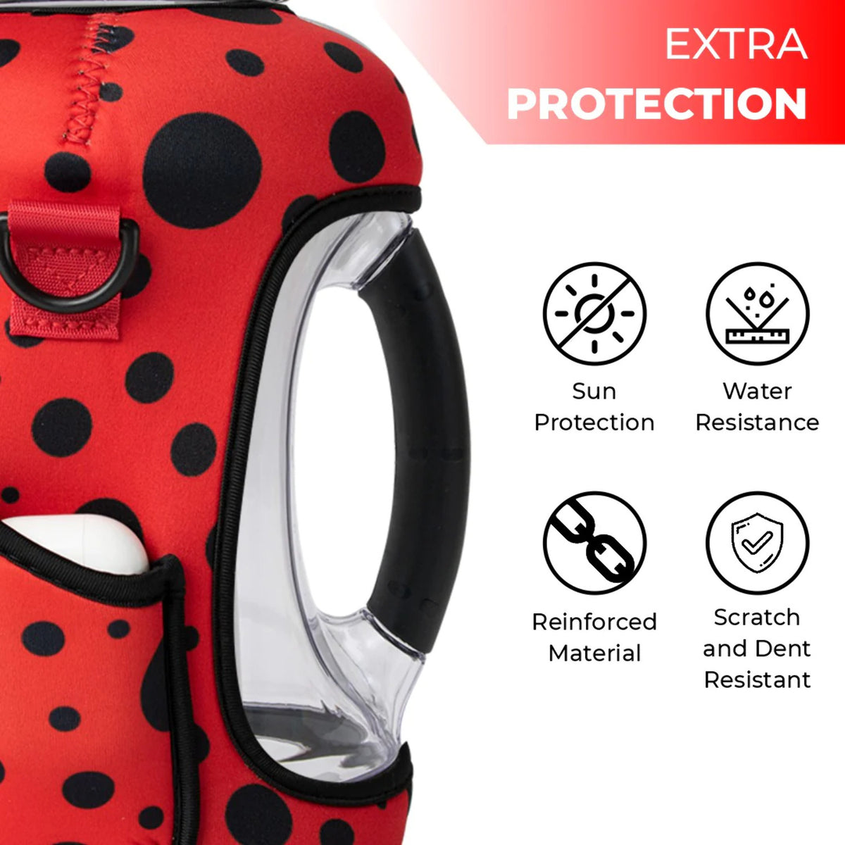 Black Lady Bug Gallon Water Bottle with Straw N864