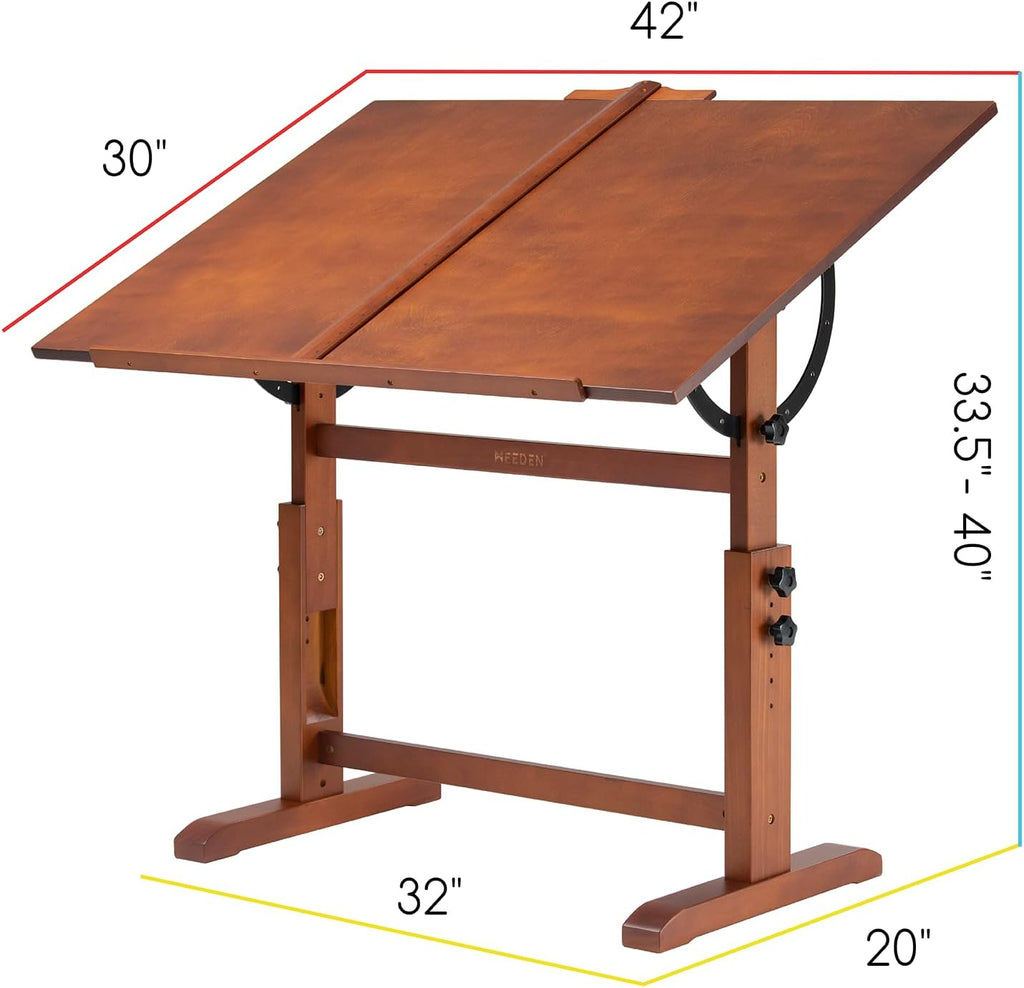 Extra-Large Wood Drafting Table and Wooden Stool B79542