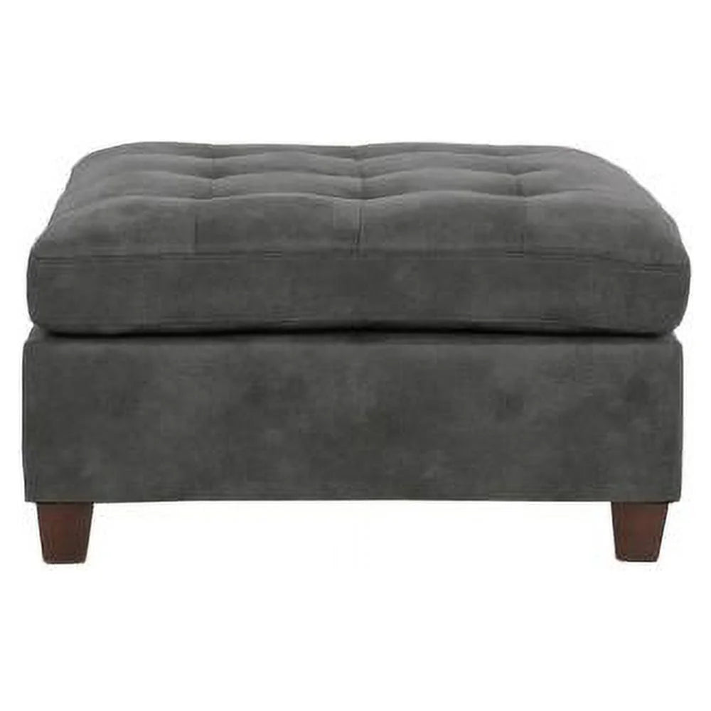 Antique Grey Tufted Leatherette Ottoman D91079