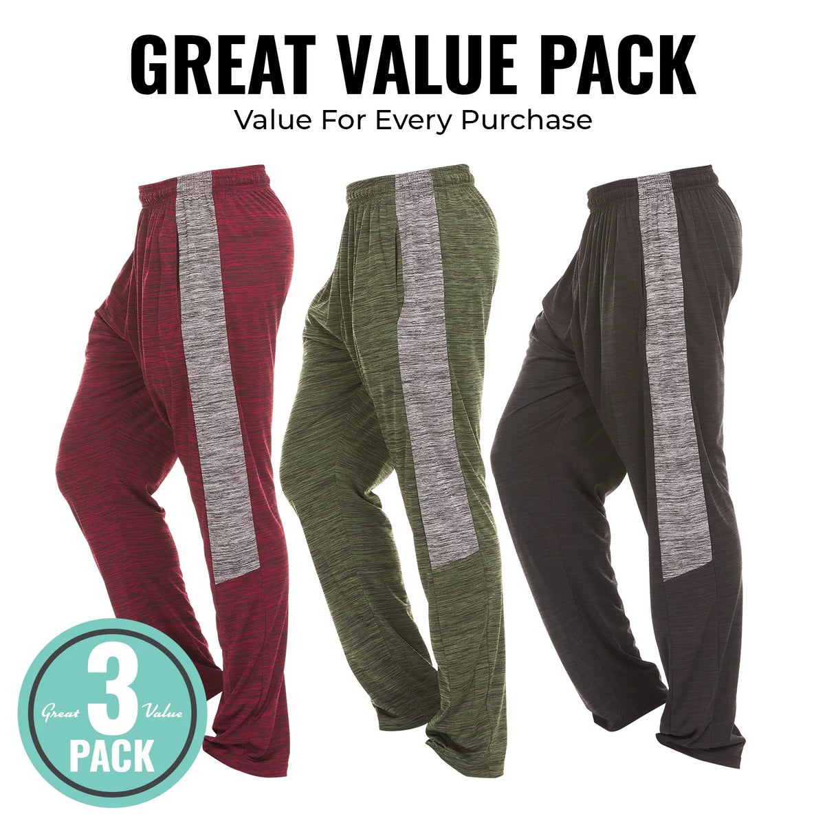 3 Pack Dri-Fit Spandex-Poly Blend Pants M5901