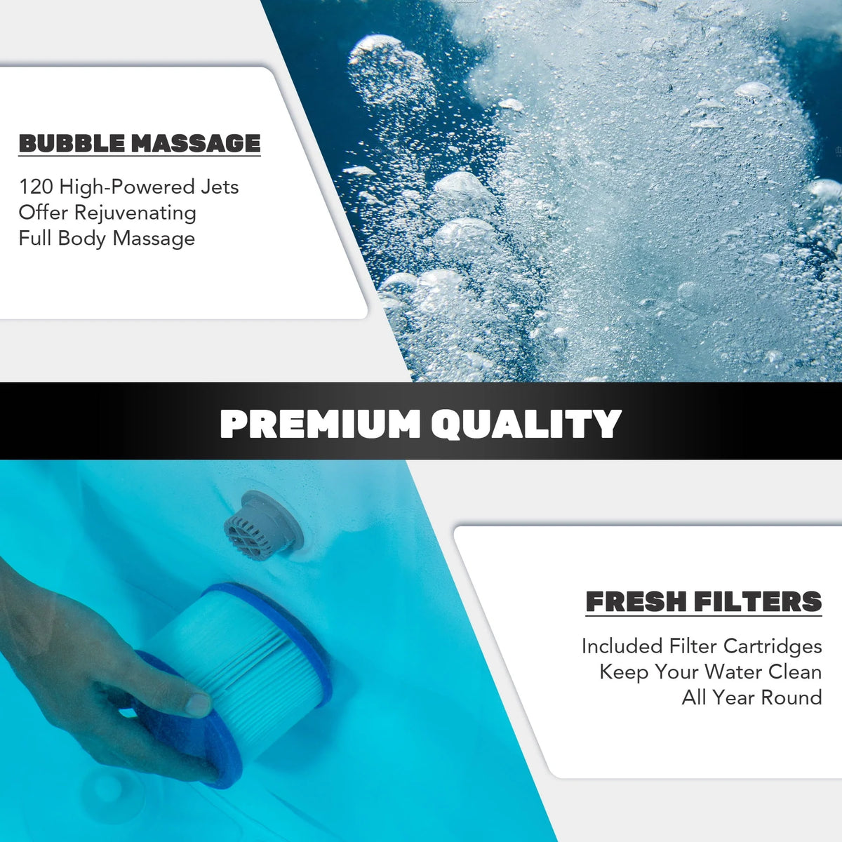 4 Person Inflatable Hot Tub Pool with Massage Jets V1342