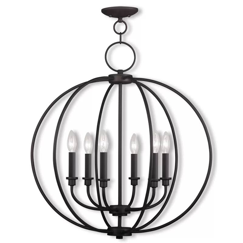 6-Light Globe Chandelier Brushed Nickel Y6285