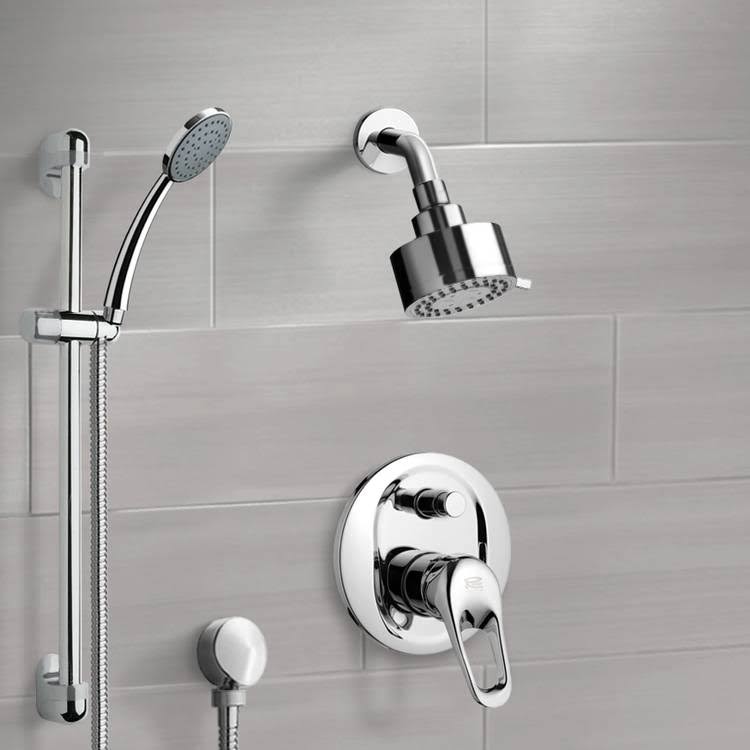 Chrome Shower System with Multi Function Shower Head and Hand Shower M7766