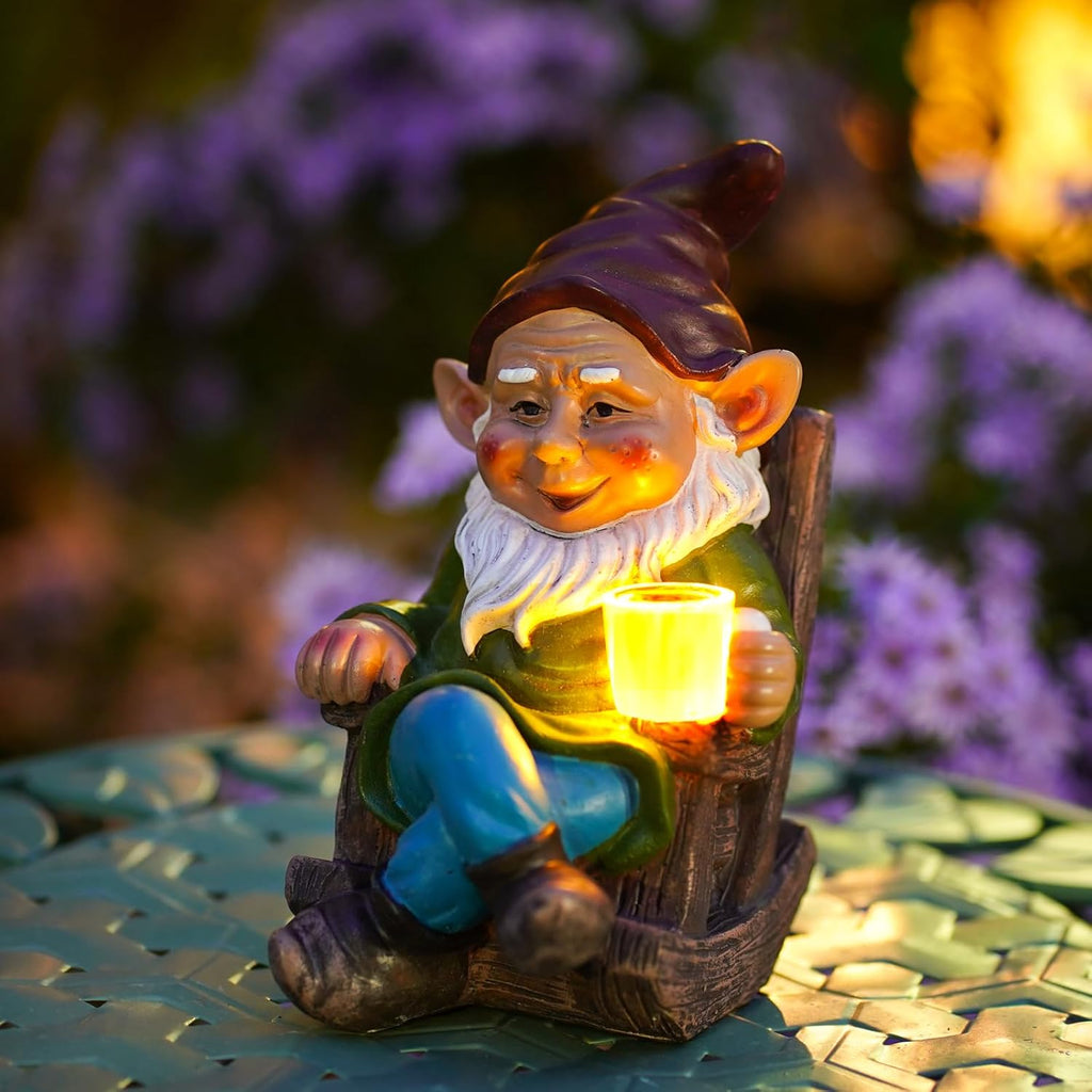 Solar Powered LED Garden Gnome Statue 7" V382603