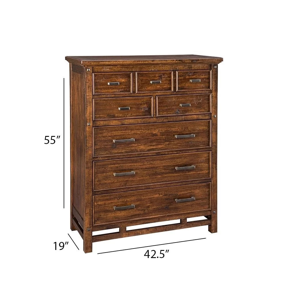 Brown 6-Drawer Wood Chest I872138