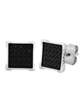 Black Diamond Stainless Steel Square Stud Earrings Z243977