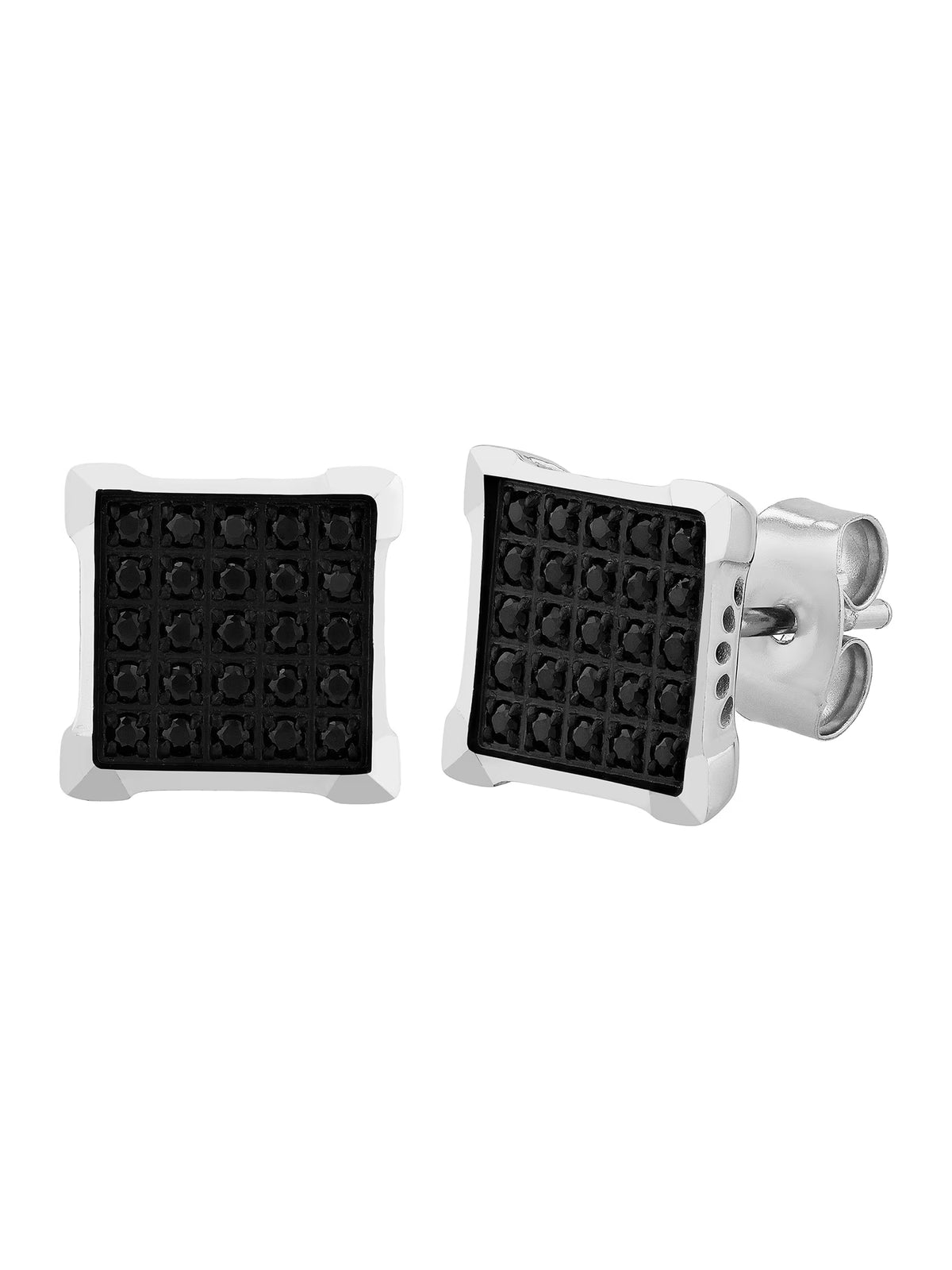 Black Diamond Stainless Steel Square Stud Earrings Z243977