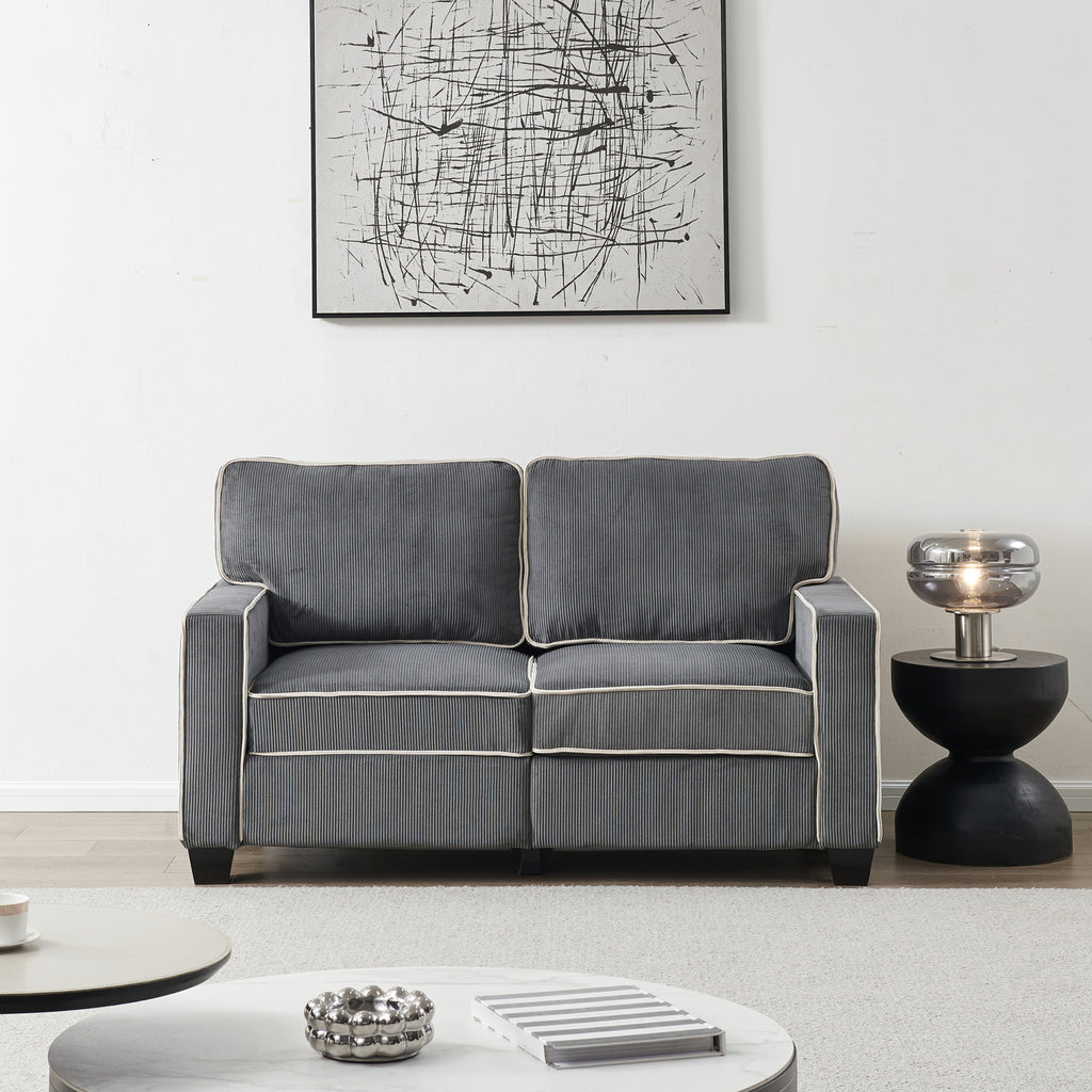 Dark Grey Corduroy Sofa Loveseat with Storage S7141