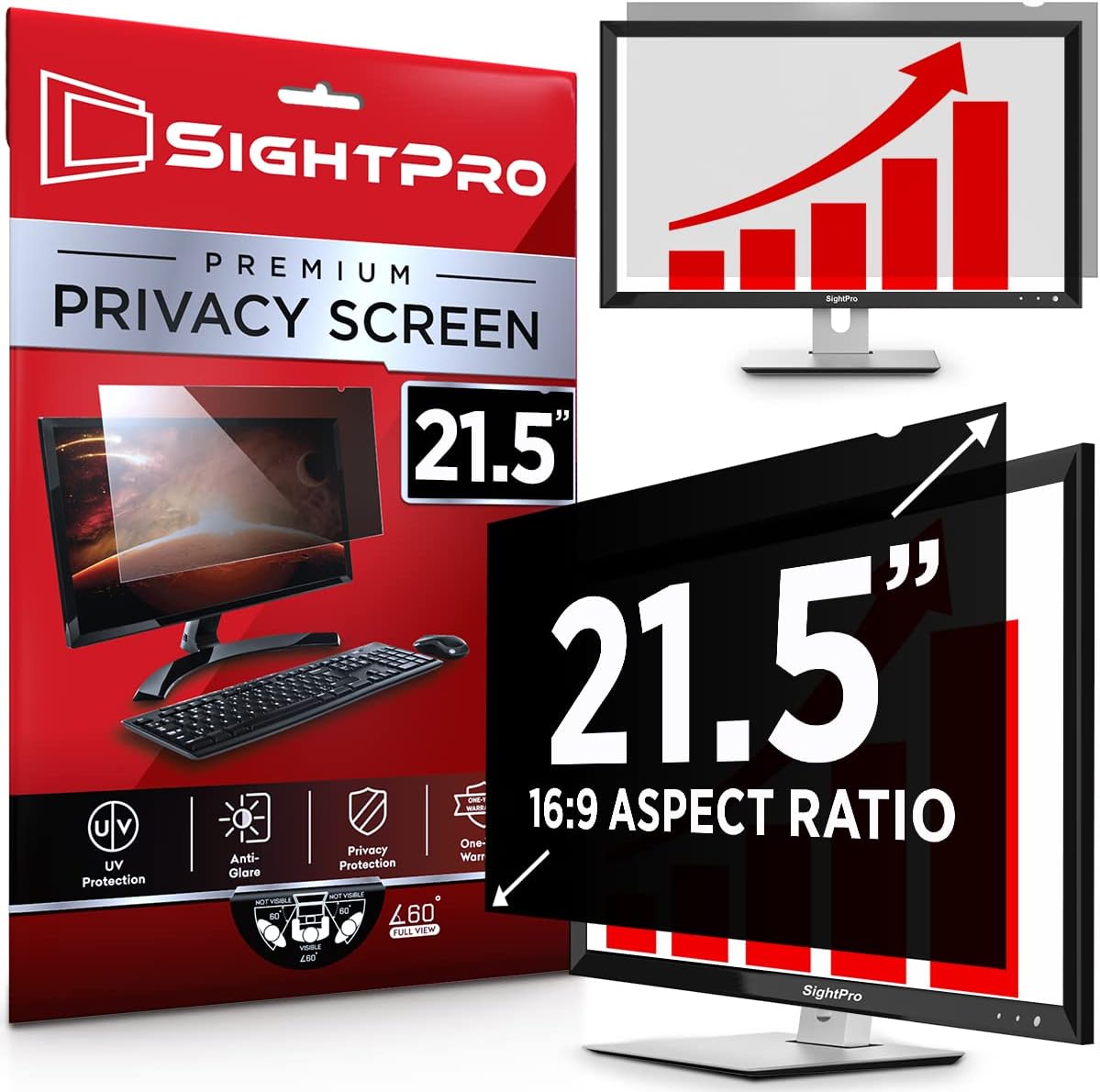 21.5 Inch Computer Privacy Screen Filter for 16:9 Widescreen Monitor, Pack of 2 M127