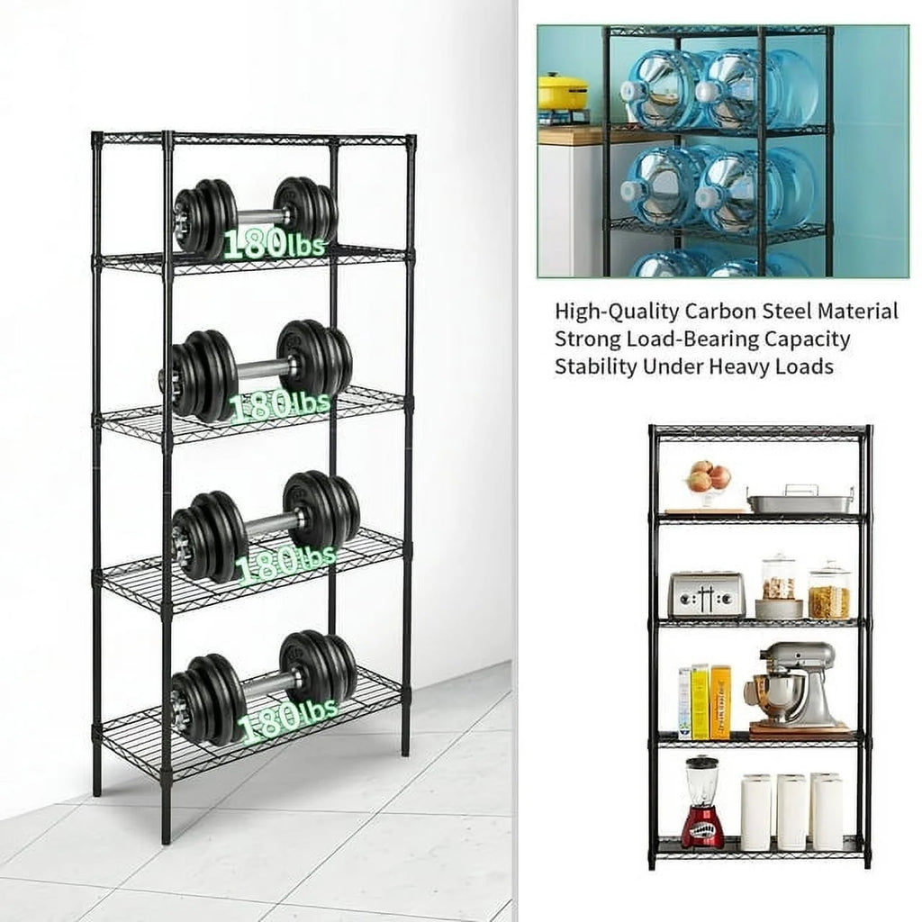 5 Tier Metal Storage Shelving Unit 35 x 14 x 70" Q615