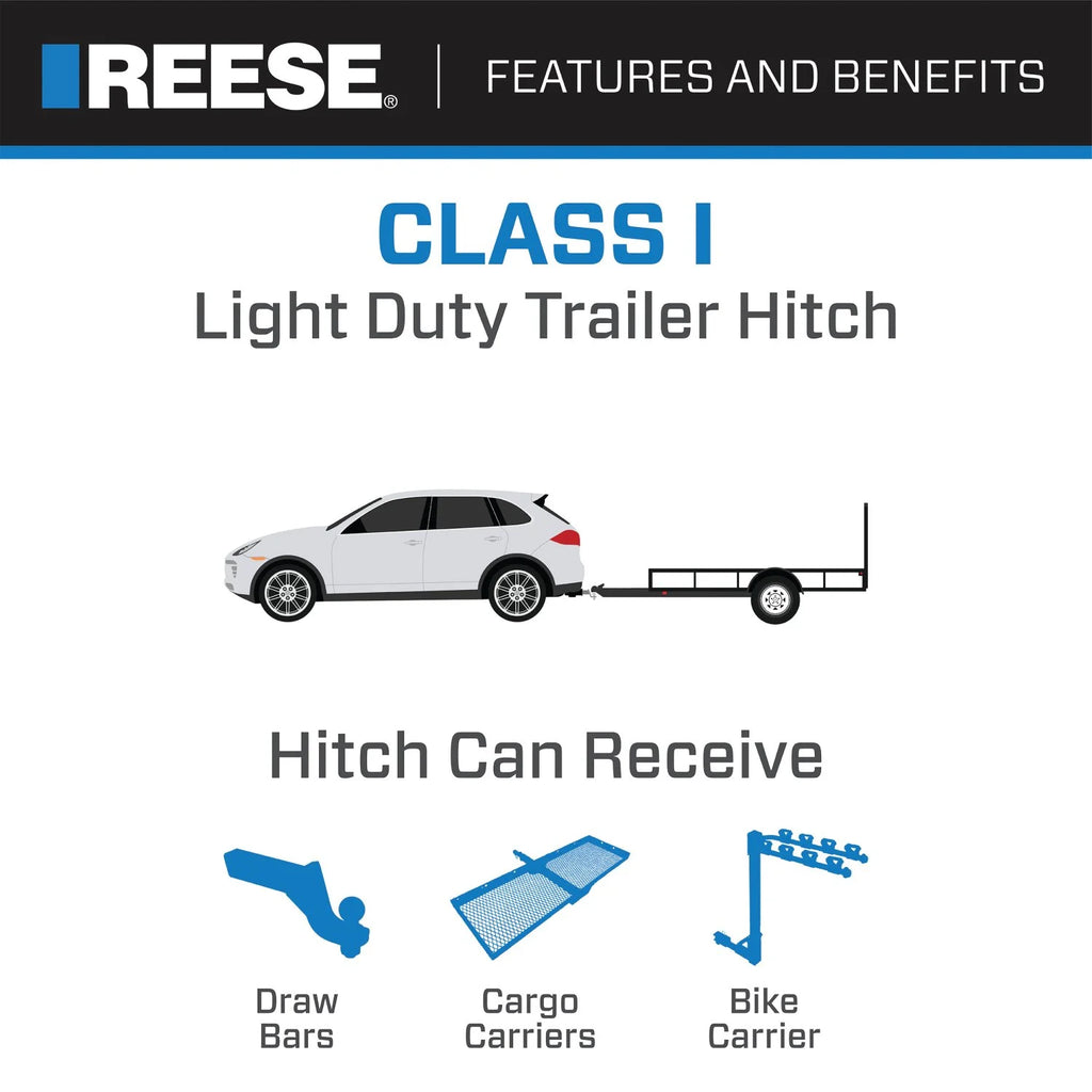 Class 1 Trailer Hitch, 1-1/4 Inch Square Receiver, Black T425