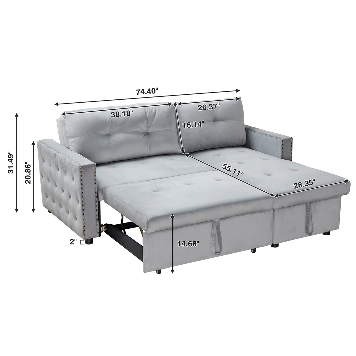 King Size L Shaped Sofa Bed with Storage J8732