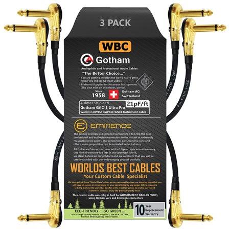 3 Units 10 inch Low-Cap Guitar Bass Patch Cable H248338