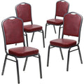 Burgundy Vinyl Banquet Chairs Set of 4 X305