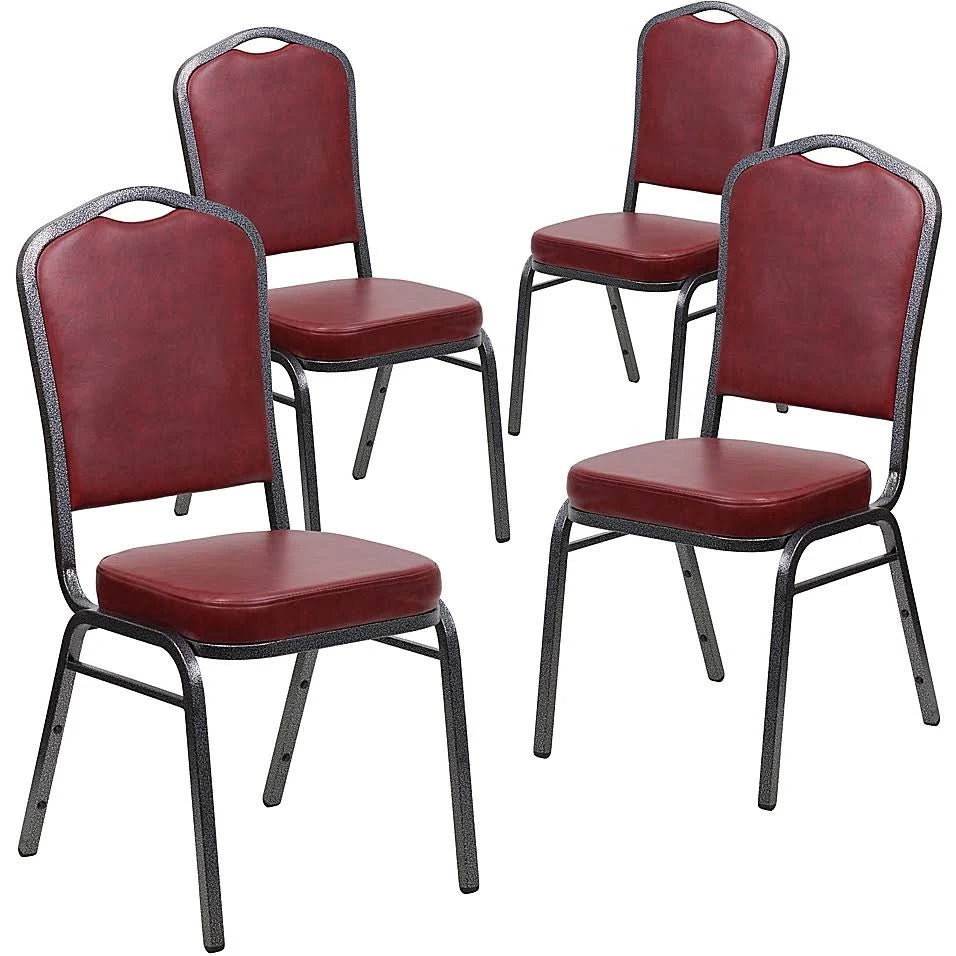 Burgundy Vinyl Banquet Chairs Set of 4 X305