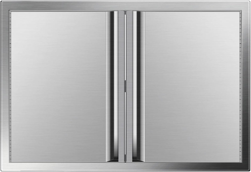 Stainless Steel Double BBQ Access Door with Recessed Handle Q77508
