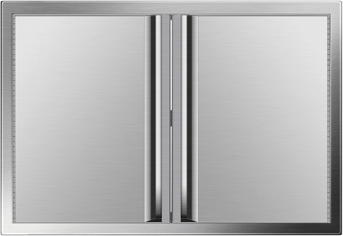 Stainless Steel Double BBQ Access Door with Recessed Handle Q77508
