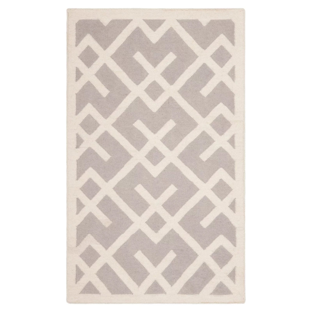 Black Ivory Wool Geometric Area Rug X518