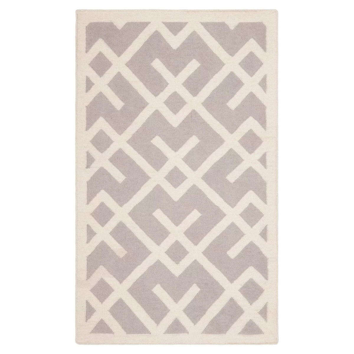 Black Ivory Wool Geometric Area Rug X518