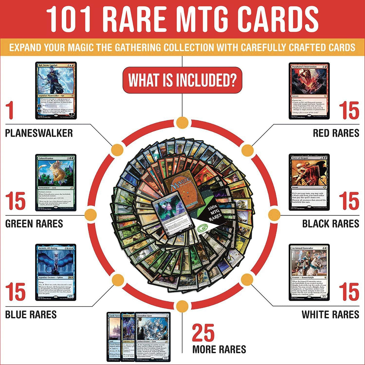 101 Assorted MTG Gold Symbol Rare Cards + 1 Planeswalker G454