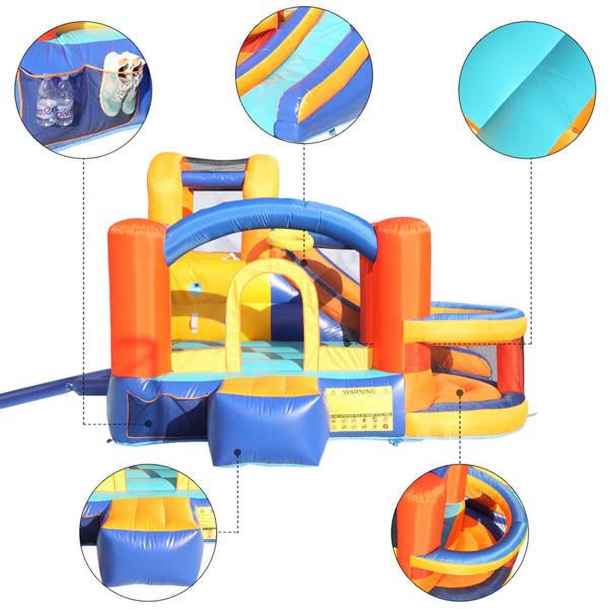 Inflatable Bounce House Slide Bouncer with Basketball Hoop Climbing Wall E126
