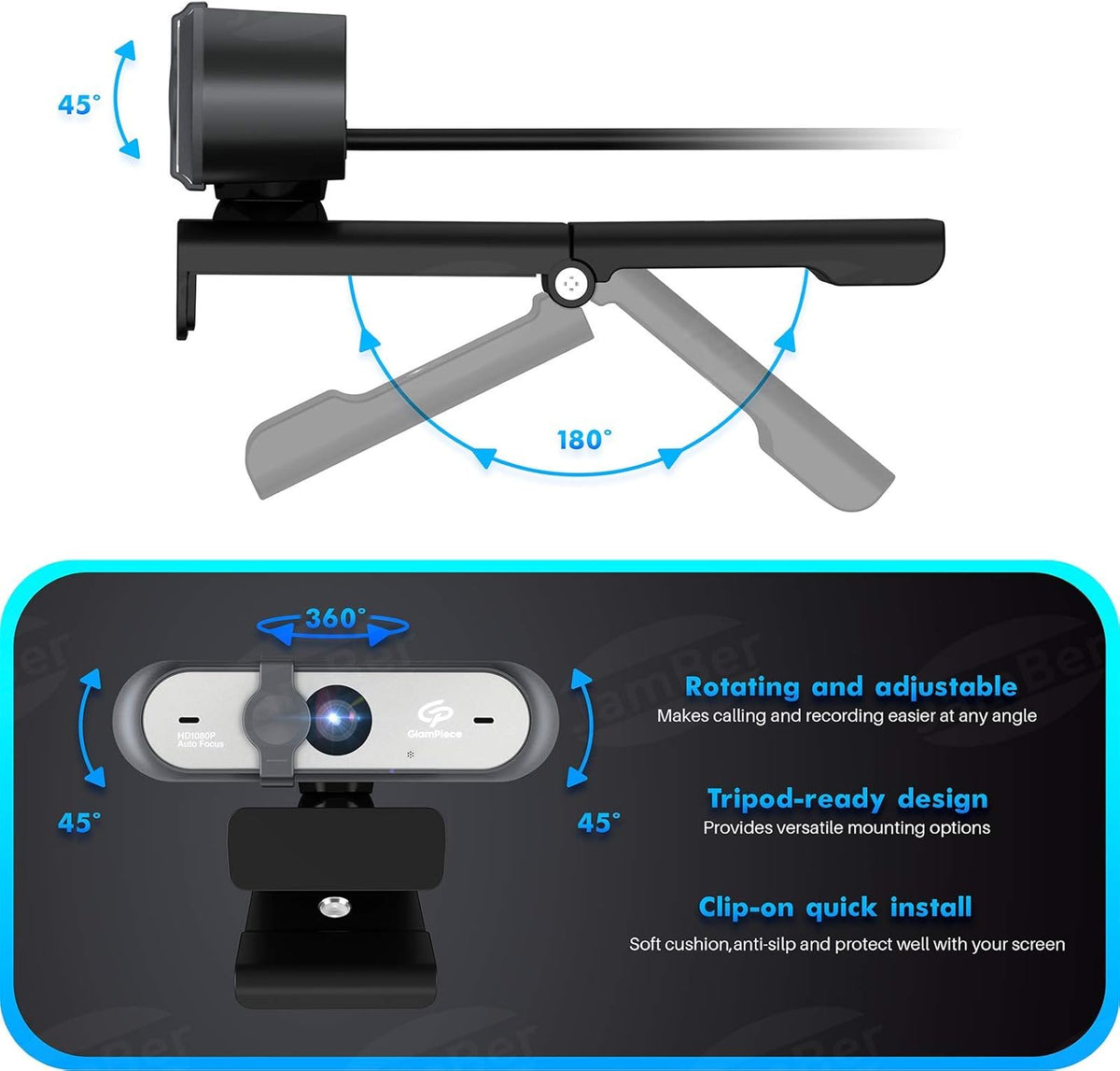 HD Webcam Autofocus 1080p with Stereo Microphone USB Webcam Pack of 2 T705