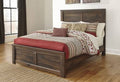 Queen Size Panel Bed with Horizontal Slat Details in Dark Brown U6315