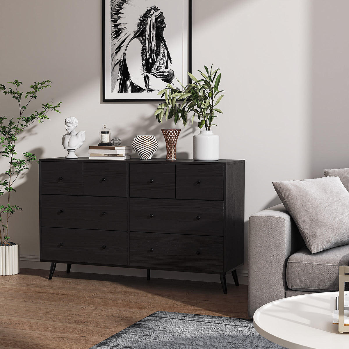 White 6 Drawer Rustic Wood Dresser C5280