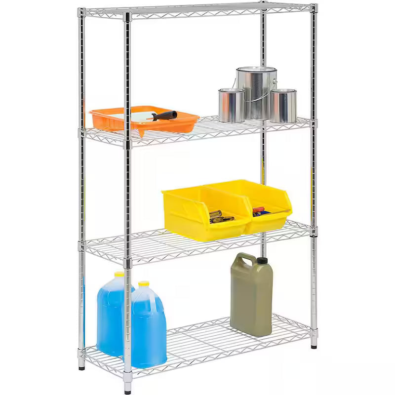 4-Tier Steel Wire Shelving Unit in Chrome D825326