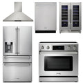 36 Electric Range, Range Hood, Refrigerator with Water and Ice Dispenser, Dishwasher, Wine Cooler D413388