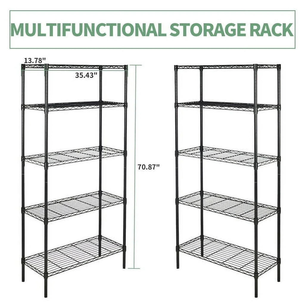 5 Tier Metal Storage Shelving Unit 35 x 14 x 70" Q615