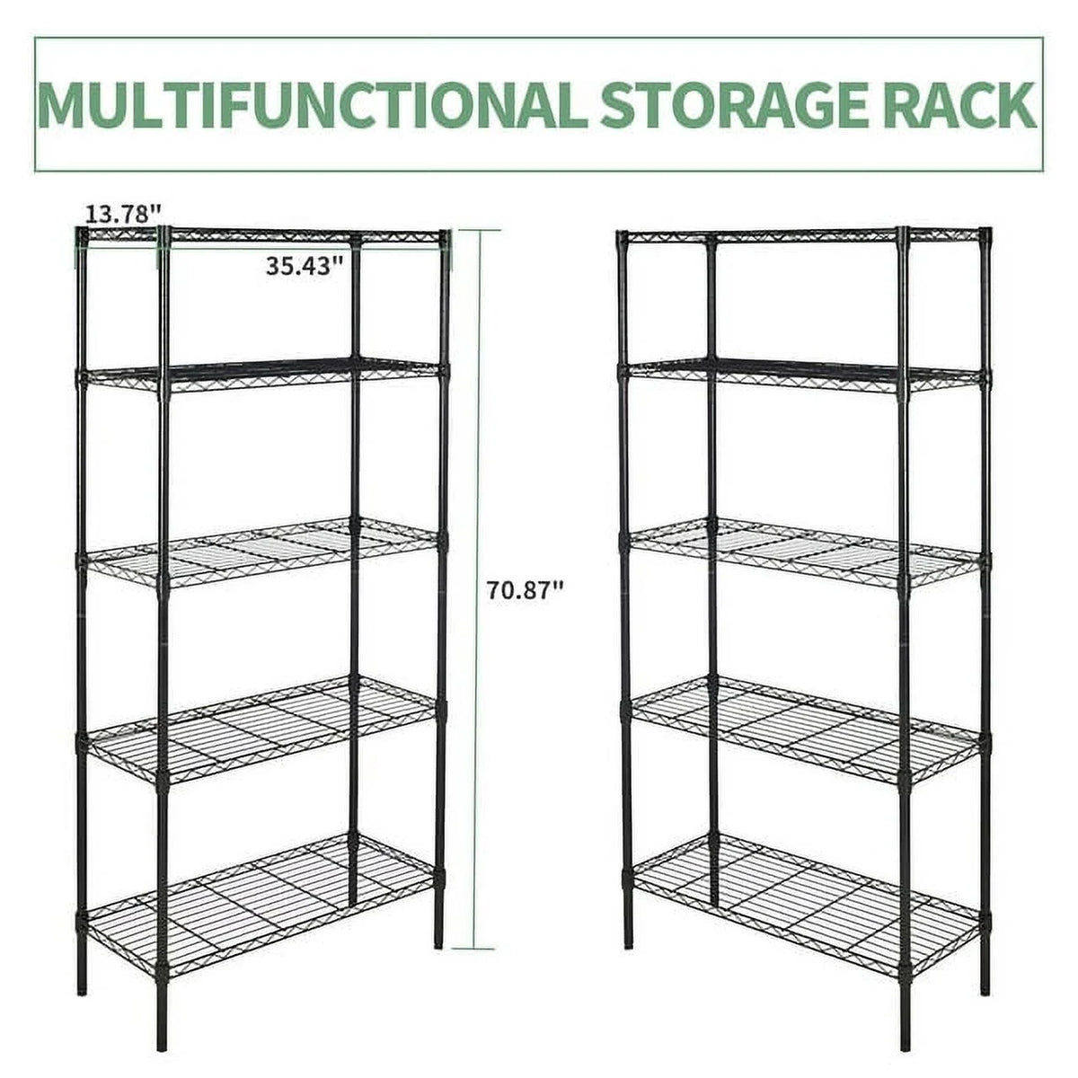5 Tier Metal Storage Shelving Unit 35 x 14 x 70" Q615