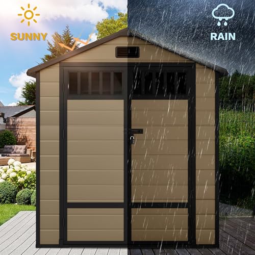 6x4.4 FT Resin Storage Shed with Lockable Door and Vents H788