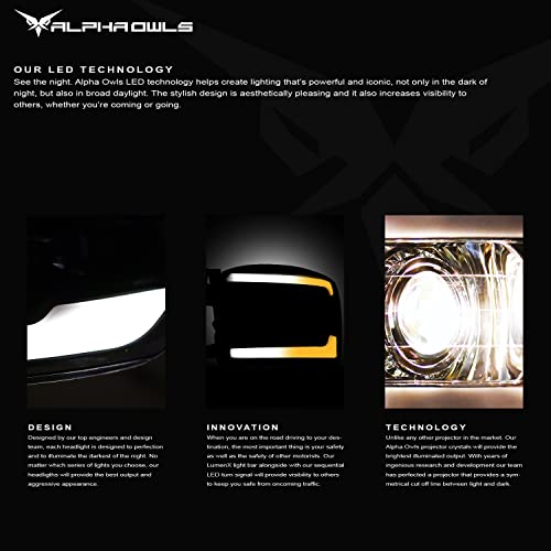 Black Projector Headlights with LED Light Bar W381