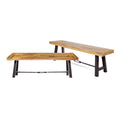 Acacia Wood Outdoor Dining Benches Set of 2 P643180