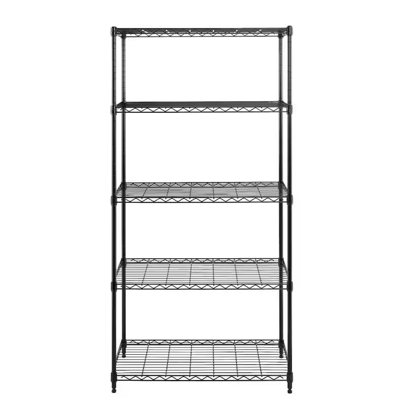5-Tier Steel Wire Shelving System in Black N659